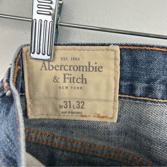 Abercrombie & Fitch Jeans Slim Straight Distressed Dark Wash Men’s Sz 31 x 32 - Picture 10 of 16